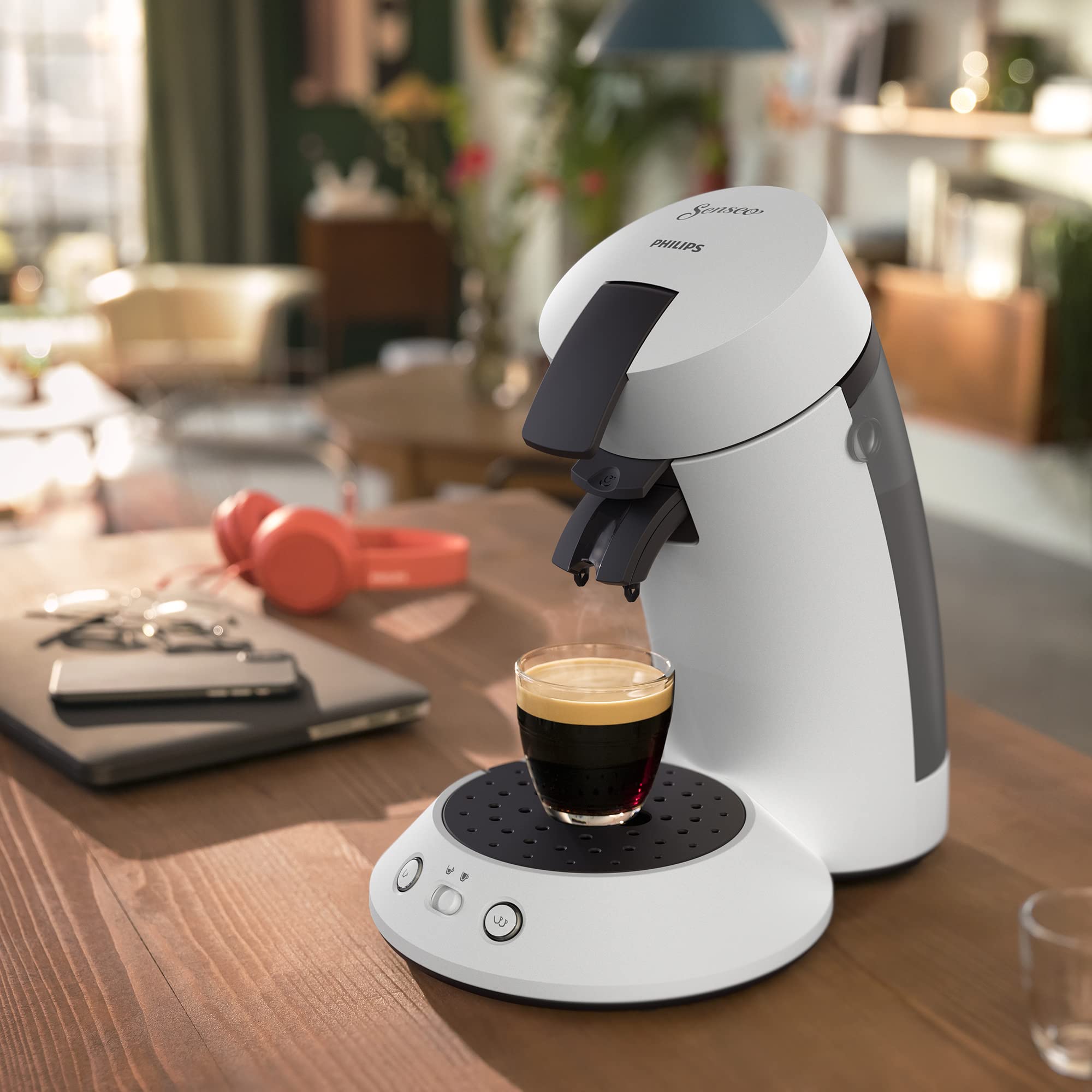 Machine à Café Senseo Original Plus – Blanc, Sélecteur de Puissance, CSA210/10