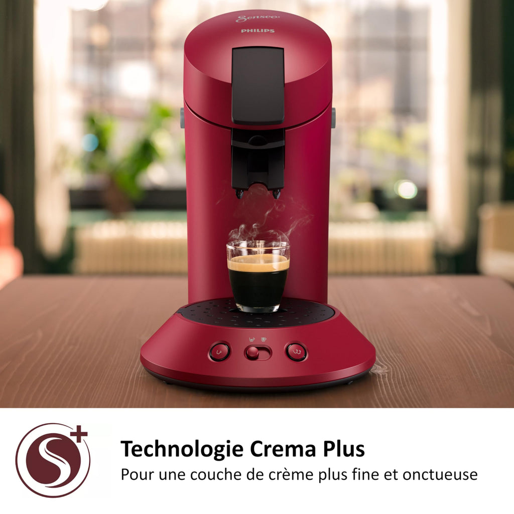 Machine à Café Senseo Original Plus – Rouge, Booster d'Arômes, CSA210/91