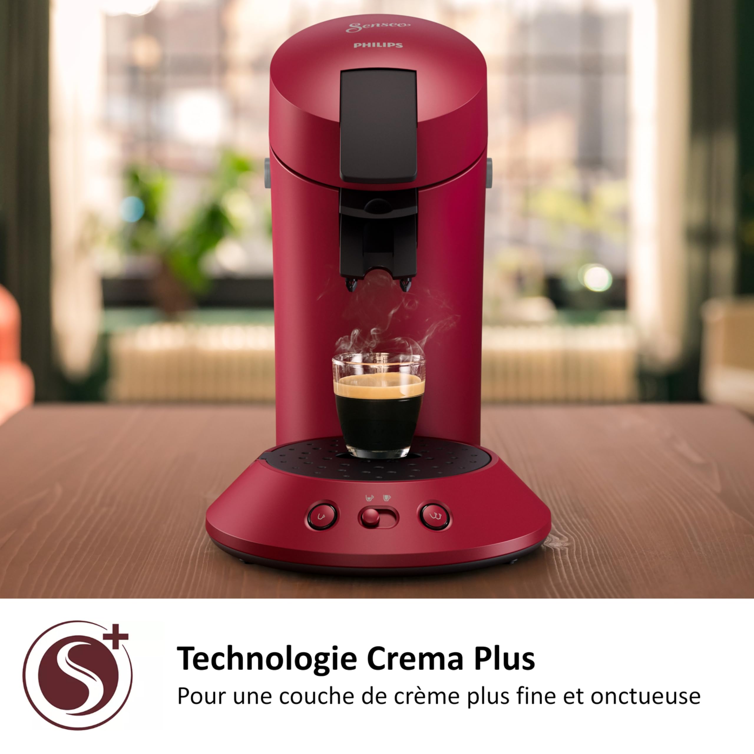 Machine à Café Senseo Original Plus – Rouge, Booster d'Arômes, CSA210/91