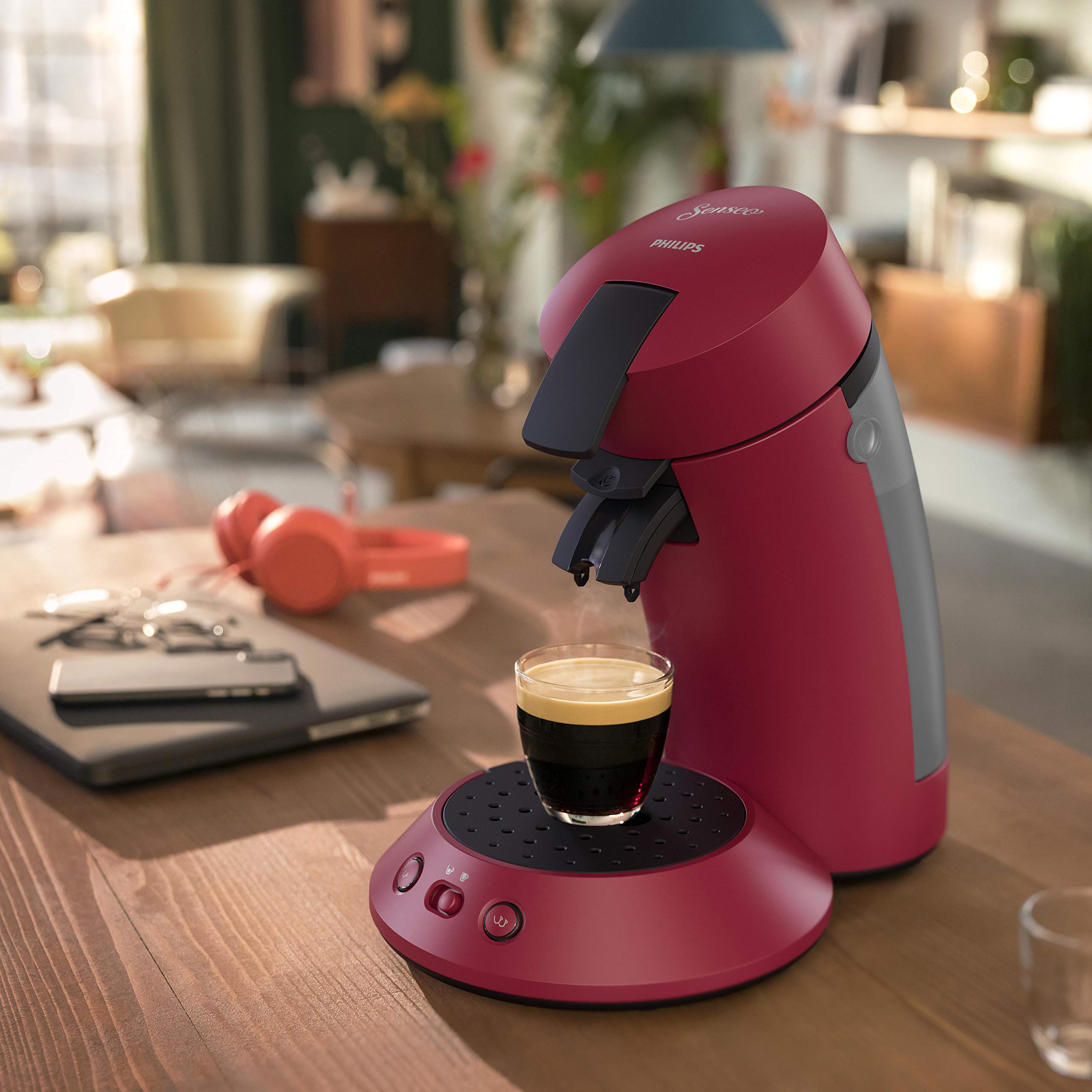 Machine à Café Senseo Original Plus – Rouge, Booster d'Arômes, CSA210/91